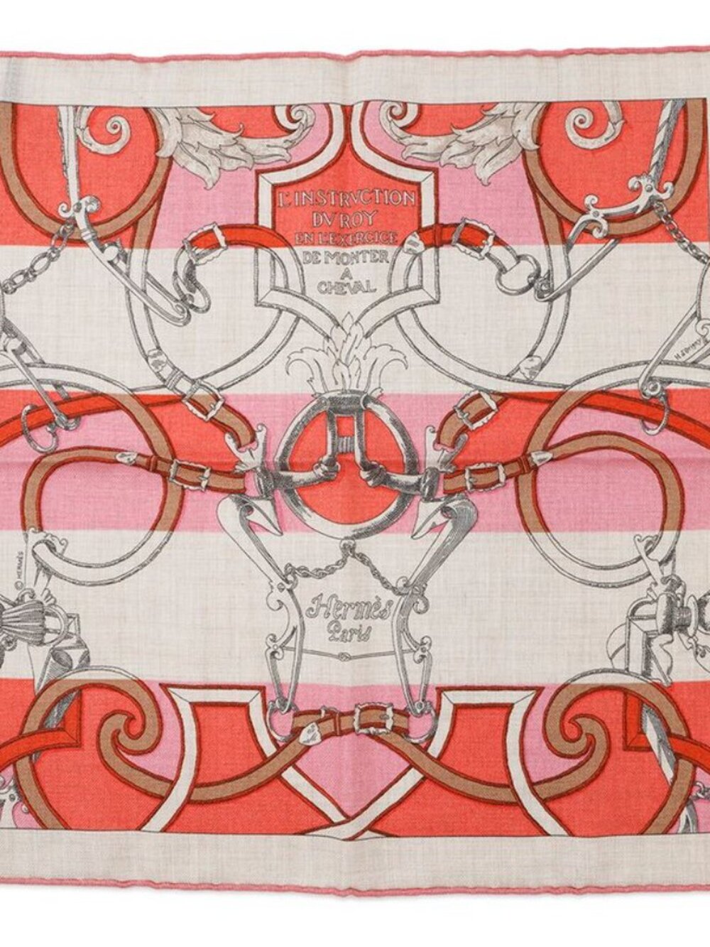 Hermes Scarf Gavroche Imperial Studies Bayadere Cashmere Silk Natural Pink